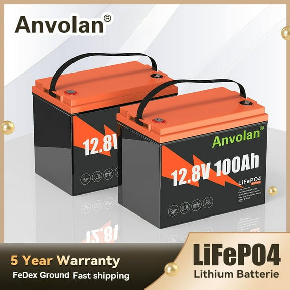 2X 100Ah Lithium Iron LiFePO4 Battery 12V 15000 Deep Cycles Rechargeable 100A BMS Low-Temp for RV Solar Battery Marine Boat Camping