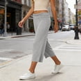 thumbnail image 7 of IYYVV Fold Over Capri Pants for Women Low Rise Wide Leg Yoga Capris Summer Cute Going Out Flowy Gaucho Pants Streetwear Gray S, 7 of 7