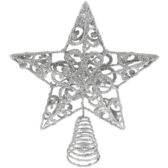 DEEPCRAFF Topper For Christmas Tree Silver Star Photo Prop 1Pack