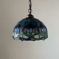 thumbnail image 5 of Tiffany Pendant Lights Fixture Blue Purple Stained Glass Tulips LED Bulb Included for Dining Room Hotel Restaurant Cafe 12"W*12"D*60"H, 5 of 6