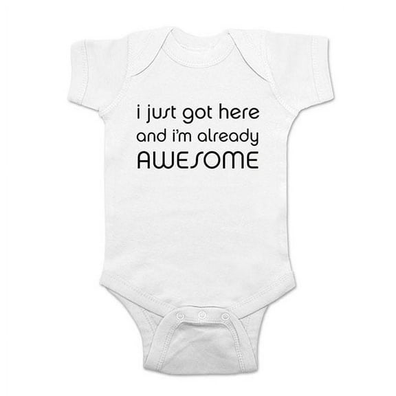 I just got here and I'm already awesome - wallsparks cute & funny Brand - baby one piece bodysuit - Great baby shower gift!