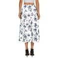 thumbnail image 3 of Yucgh Women's Bohemian Flower Print Midi Skirt with Pockets, Solid Color Casual Skirt, High Waisted Elastic Waist Skirt for Summer,White,XL, 3 of 4