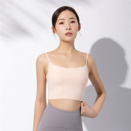 

Livesture Sling Sports Underwear Mesh Stitching Small Chest Bra Cross Beauty Back Fitness Vest Pink S