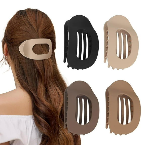 4 PCS Flat Hair Clips for Women, French Design Flat Hair Claws for Women Girls, Matte Large Hair Claw Clips for Thick Thin Hair, Hair Claw Clips for Lying,Driving and More
