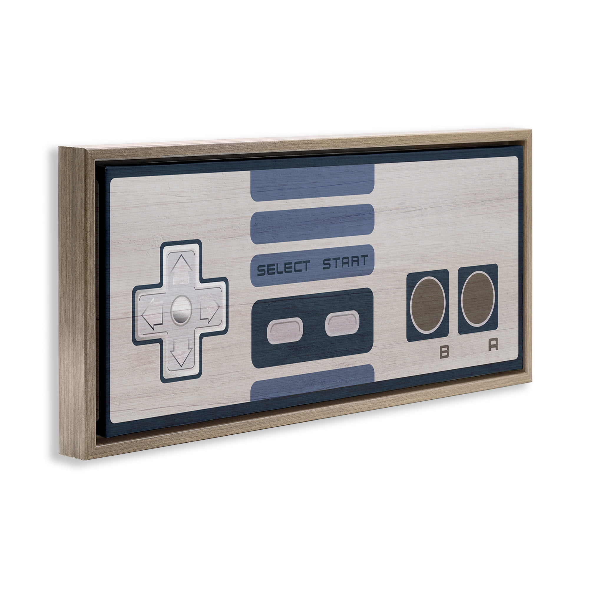 Stupell Industries Vintage Video Game System Sports Painting Brown Floater Framed Canvas Art Print Wall Art, 25 x 11