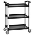 thumbnail image 4 of VEVOR Utility Cart, 300 lbs Load Capacity, 3-tier Utility Plastic Cart with 360° Swivel Wheels (2 with Brakes), 24.4 x 16.1-inch Food Service Cart for Warehouse, Office, Home, Restaurant, Kitchen, 4 of 9