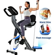 Pooboo 4in1 Folding Exercise Bike Indoor Cycling Bike Stationary Magnetic Cycling Bicycle X Bike Gym Workout 300 lbs