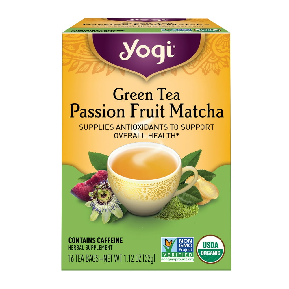 Yogi Passion Fruit Matcha Green Tea Bags, 16 count, 1.12 oz Walmart