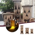 thumbnail image 3 of Rustic Wooden Pumpkin Lantern Halloween Indoor Outdoor Decor, Handcrafted Jack-O'-Lantern Candle Holder 12", 3 of 4