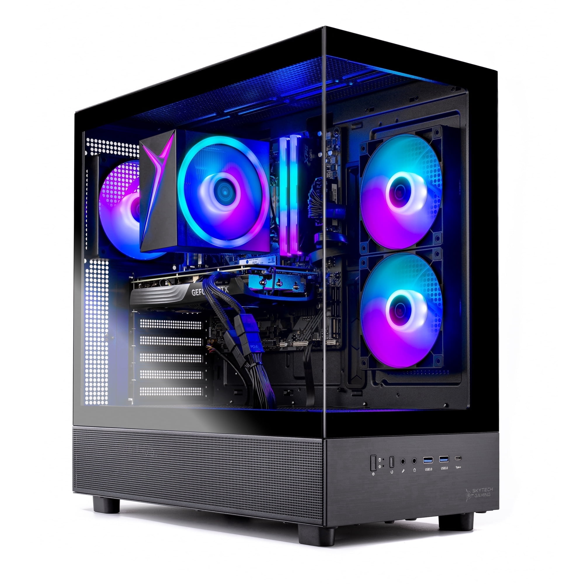 Skytech Gaming Azure 3 Gaming PC, Intel i5 14400F 2.5GHz, NVIDIA RTX 5060, 1TB NVMe SSD, 32GB DDR5 RAM 6000, 650W GOLD PSU, Wi-Fi, Win 11, Desktop