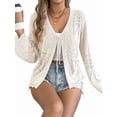 thumbnail image 5 of Women Crochet Long Sleeve Loose Casual Open Front Cardigan Drape Sweaters Boho Summer Beach Coverups Color L, 5 of 10