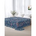thumbnail image 6 of Queen Flat Sheet Only Oriental Flower Leaves Texture Soft Microfiber Cooling Bedding Sheets Vintage Botanical Floral Art Flat Bed Sheet for Hotel,Home Decor, 6 of 9