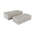 thumbnail image 6 of Decorative Faux Leather Boxes with Lid for Home Decor - Elegant Decor Boxes for Jewelry Storage and Keepsake - Stylish Home Organizer for Office or Living Room Decor - Set of 2, 4", 3", Ivory & Gold, 6 of 11