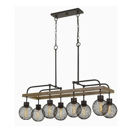 

Cal Lighting Forio 8-Light Metal Chandelier with Mesh Shade in Pine/Iron Black