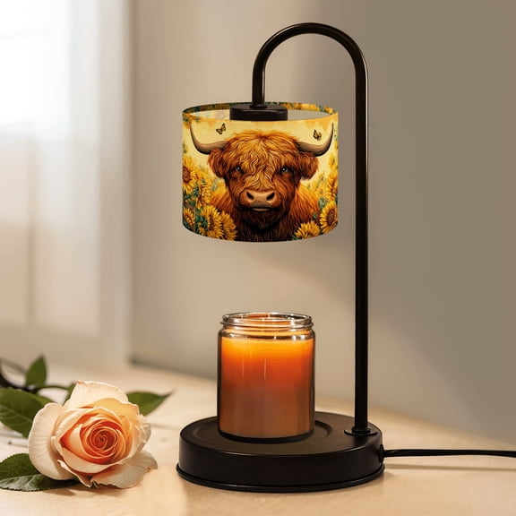 Candle Warmer Lamp with Timer Dimmer Highland Cow Surrounded by Sunflowers Vibrant Countryside Setting Candle Lamp Warmer for Jar Candle with 4 Bulbs Gifts for Women House Warming Gifts