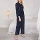thumbnail image 3 of Balery Navy Dark Blue Conjunto de Pijama con Estampado para Mujer, Conjunto de Dos Piezas con Manga Larga, Ropa de Dormir Suave con Bolsillos, Pijamas Cómodos-Medium, 3 of 7