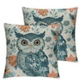 thumbnail image 2 of JRXY Throw Pillow Covers Owls with Flowers Characters Spring and Summer Theme Owl Graphic Adorable Animal Beautiful for Living Room Bedroom Sofa Set of 2 White, 2 of 6