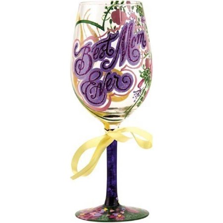 

Designs by Lolita “Best Mom Ever” Hand-painted Artisan Wine Glass 15 oz.