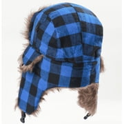 Winter Trapper Hat - Russian Ushanka Trooper Aviator Hats for Men & Women - Snow Eskimo Hat with Ear Flaps for Cold Weather (Lumberjack),Black blue