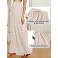 thumbnail image 5 of FEOYA Women's Wide Leg Pants Casual Palazzo Pants with Pockets High Waist Flared Trousers Loose Drawstring Pants Elastic Waist Casual Spring Summer L, 5 of 7