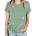 thumbnail image 1 of KIHOUT Nouveaux Arrivlas T-Shirts pour Femmes Fête de la Saint-Patrick, Mode Grande Taille Col Rond Manches Courtes T-Shirt Imprimé Vert, Taille P-5TG, 1 of 5