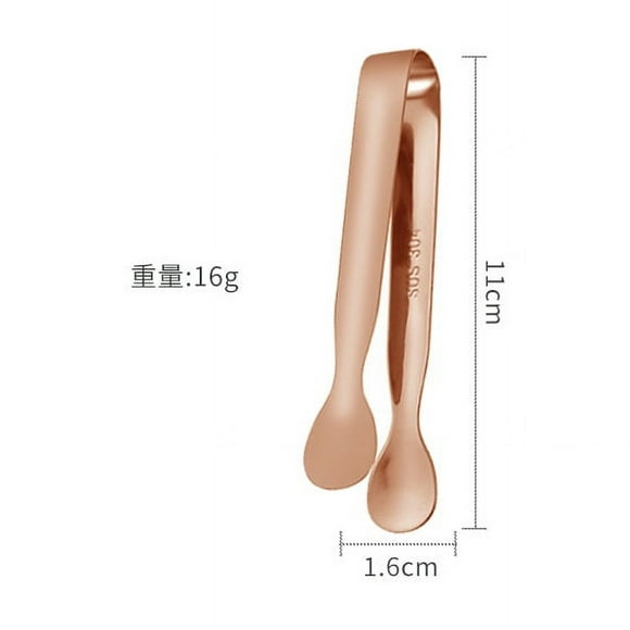 Nvzi Clip para hielo de acero inoxidable 304 de 4 piezas, mini clip para cubos de azúcar, clip para hielo de barra multifuncional engrosado (oro rosa)