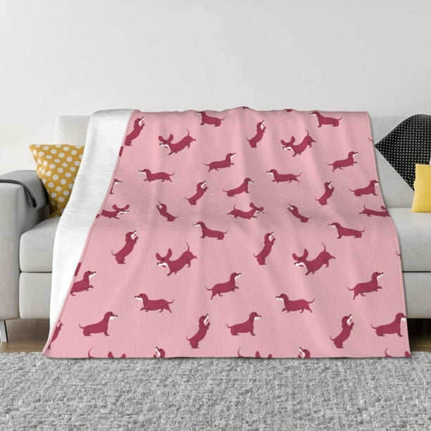 Fotbe Dachshund Dog Puppy Manta de Franela con Estampado, Manta Ultrasuave para Cama, Sofá, Auto, Hipoalergénica y Antibolitas-50"x40"