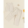 thumbnail image 4 of Suealasg Toddler Baby Girls 2 Piece Summer Outfits Clothes 1T 2T 3T 4T 5T Little Girls Plaid Print Button Tank Tops and Wide Leg Pants Set, 4 of 7