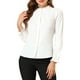 thumbnail image 1 of Blusa de mujer con cuello de pie, botones y mangas largas con volantes, talla XL, blanca, 1 of 8