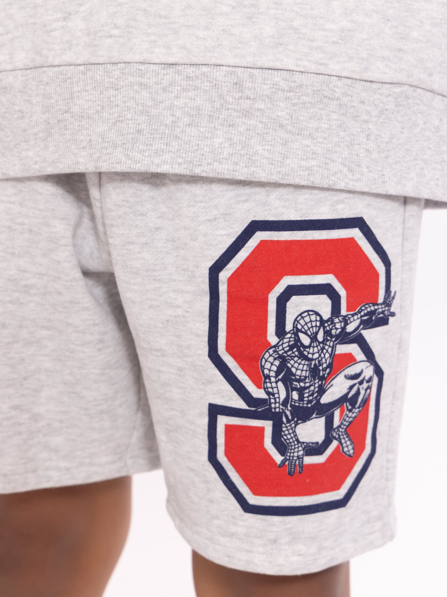 Spider-Man Boys Long Sleeve Graphic Crewneck Sweatshirt with Matching Short, 2-Piece Set, Sizes 4-12