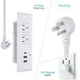 thumbnail image 5 of Recessed Power Strip with 20W USB C Port, Fast Charging USB A Port Desk Outlet, Furniture Hidden Charging Station for Side Table, End Table, with 6FT 45 Degree Flat Plug Extension Cord,White, 5 of 7