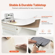 KFFKFF Sewing Table & Desk, Versatile Tailoring Machine Stand with Streamlined Design, Casters, Racks, Organizing Bins, Timber Dowels, and Magnetized Entrances, Tailoring Workstation Cabinet