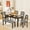 Black and Gray, variant on Furmax 6-Piece Dining Set, 58" Solid Wood Table, 4 Chairs & 1 Bench with Space-Saving Design, Tuck-under Storage, Round Corners & PU for softness for Dining Room/Kitchen, Brown