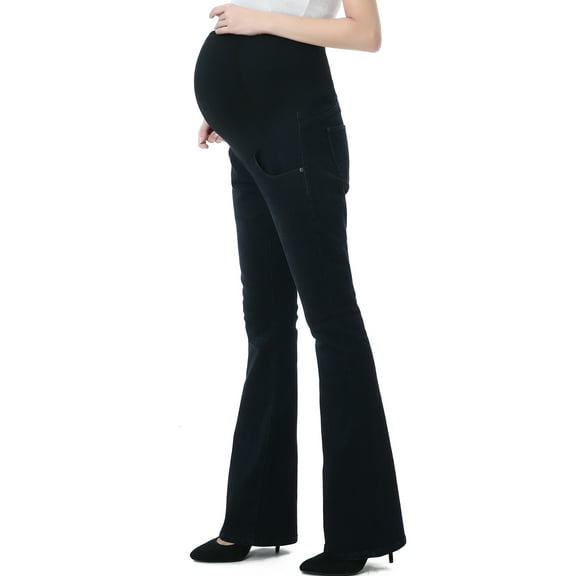 Maternity Women's Flare Leg Denim Jeans - Black/Blue 28