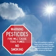 thumbnail image 4 of Warning Pesticides Fire Will Cause Toxic Fumes No Smoking (2 Pack) 6 inch X 6 inch Octagon Vinyl Label Decal Sticker Weather Resistant, UV Protected for Workplace, Made in the USA, 4 of 5