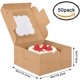 thumbnail image 2 of 50 Pack Kraft Pastry Boxes, Kraft Paper Bakery Boxes, Cajas de Repostería, Cajas de acetato transparente, Cajas para cupcakes, Cajas para postres, 2 of 4