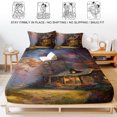 thumbnail image 5 of Cal.King Size Fitted Sheet Set - Country Forest 3 Piece Bedding Sets 16" Deep Pocket Fitted Sheet with 2 Pillowcases, Farmhouse Nature Trees Cabin Starry Sky Brushed Microfiber Hotel Bed Sheets, 5 of 9