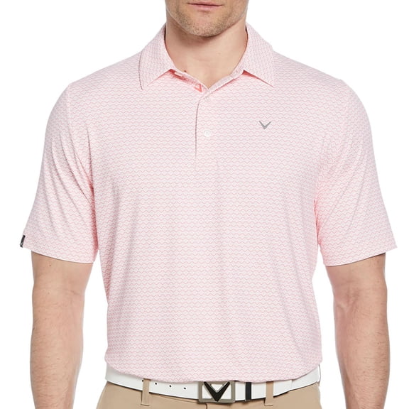 Callaway Golf Men's Chevron Printed Polo Shirt, X-Large Strawberry Pink -