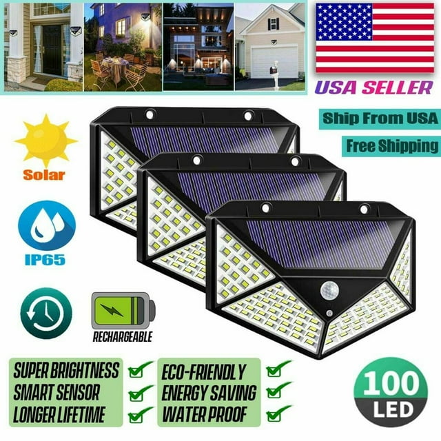 MesaSe 100 LED Solar Light Wireless Motion Sensor Outdoor Yard Pathway Porch Wall Lamp - 4 Pack