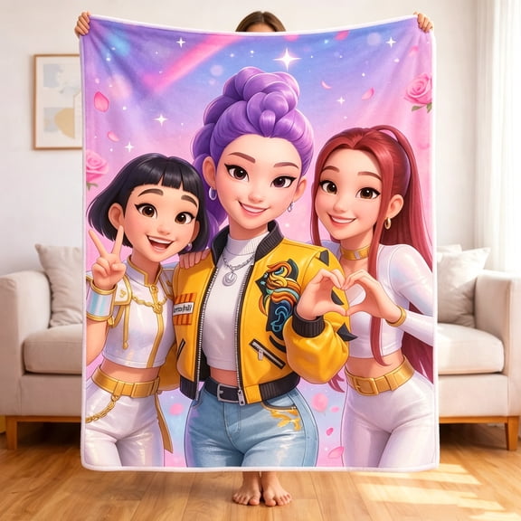 Premium Custom Flannel Blanket Personalized Soft Cozy Throw Blanket All Season Washable For Sofa Couch Bed Gift Home Décor - Kpop Fantasy Warrior 09 50x60