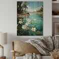 thumbnail image 2 of Designart "Lakeside Plumeria Paradise" Floral & Botanical Print on Natural Pine Wood, 2 of 5