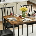 thumbnail image 4 of UHOMEPRO Dining Table Set for 6, Kitchen Table Set with 4 PU Leather Chairs and Bench, Dining Set with Storage Rack for Dining Room, Kitchen and Apartment, Brown and Black, 4 of 10