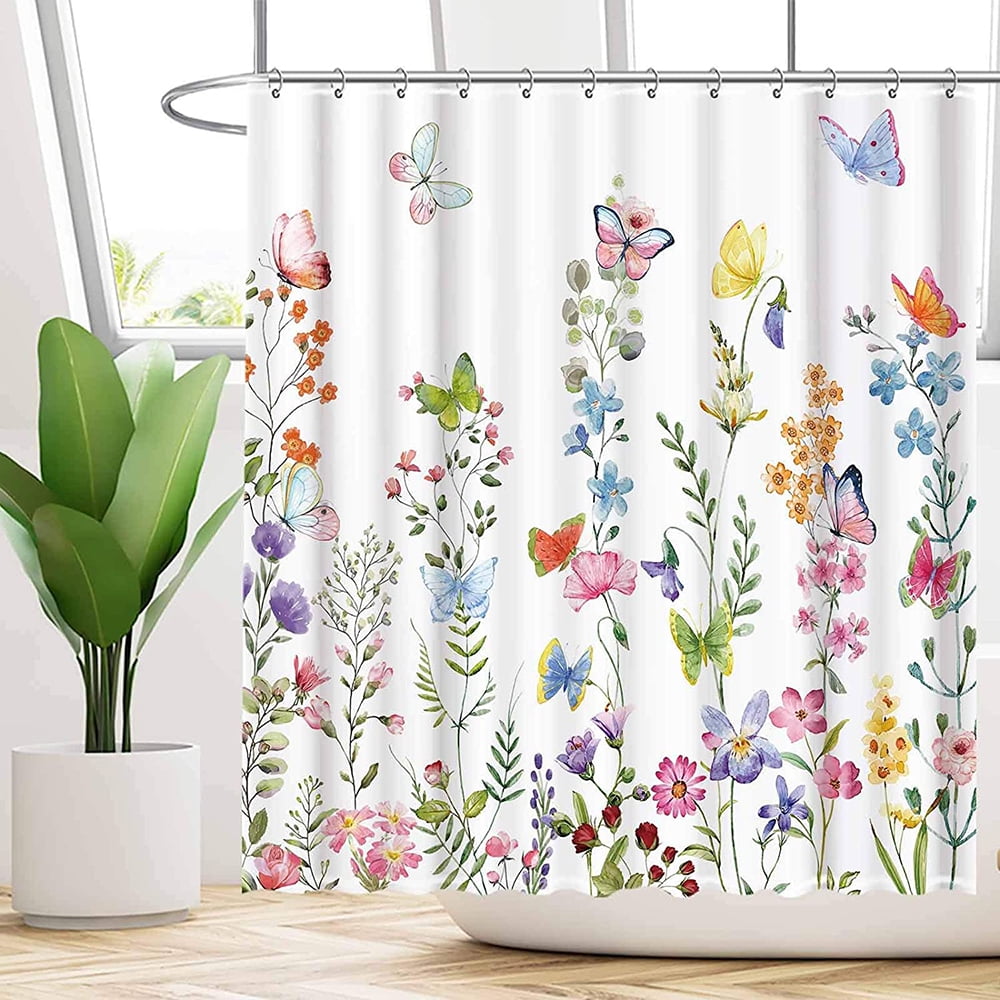 Fabric Bathroom Curtain Waterproof MachineWashable Shower Curtain