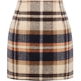 thumbnail image 1 of Falda a cuadros de cintura alta para mujer marrón (Brown 01) XS marrón (Brown 01) XS Xishao ropa, 1 of 1