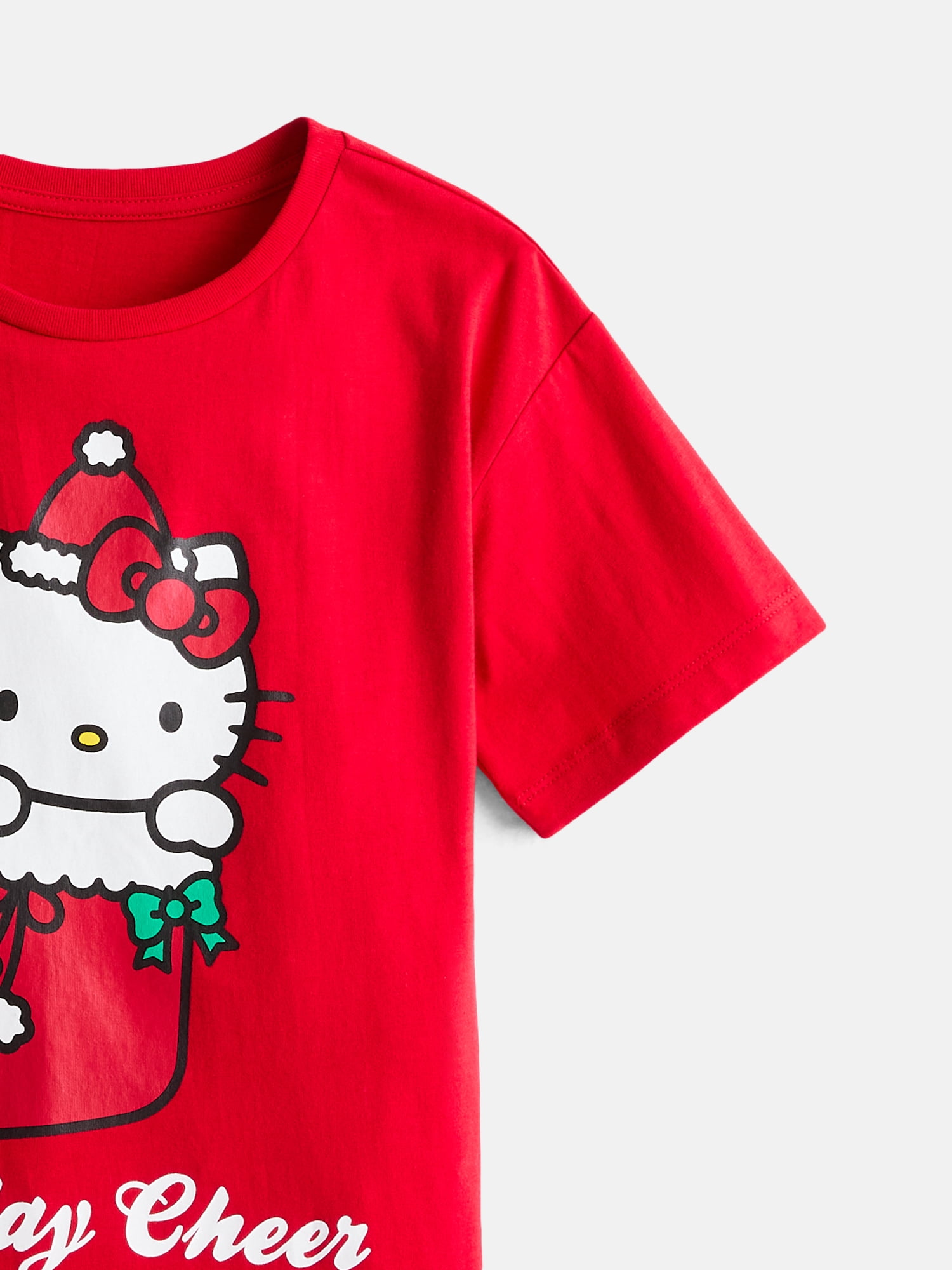 Hello Kitty Girls' Christmas Graphic Tee with Short Sleeves, Sizes 4-16