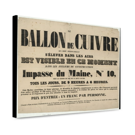 Canvas Print: Le Ballon De Cuivre, Qui Doit Incessamment S'elever Dans Les Airs