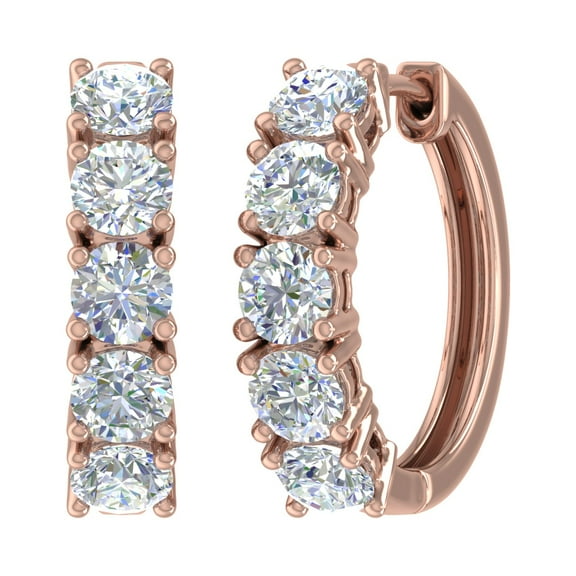 5 Carat Diamond Hoop Earrings in 14K Rose Gold - IGI Certified