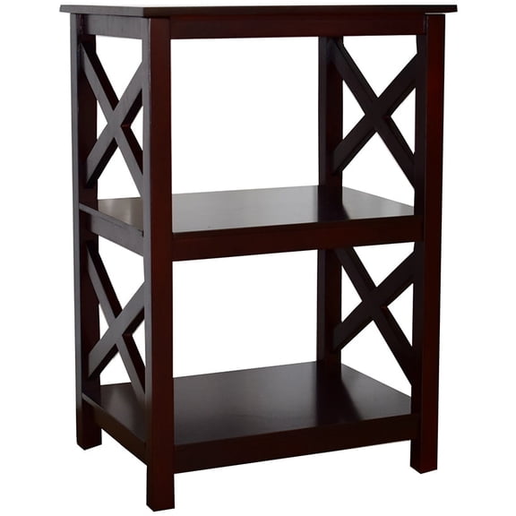 Wood Accent Table with Open Sides in X Design - 2-Tier