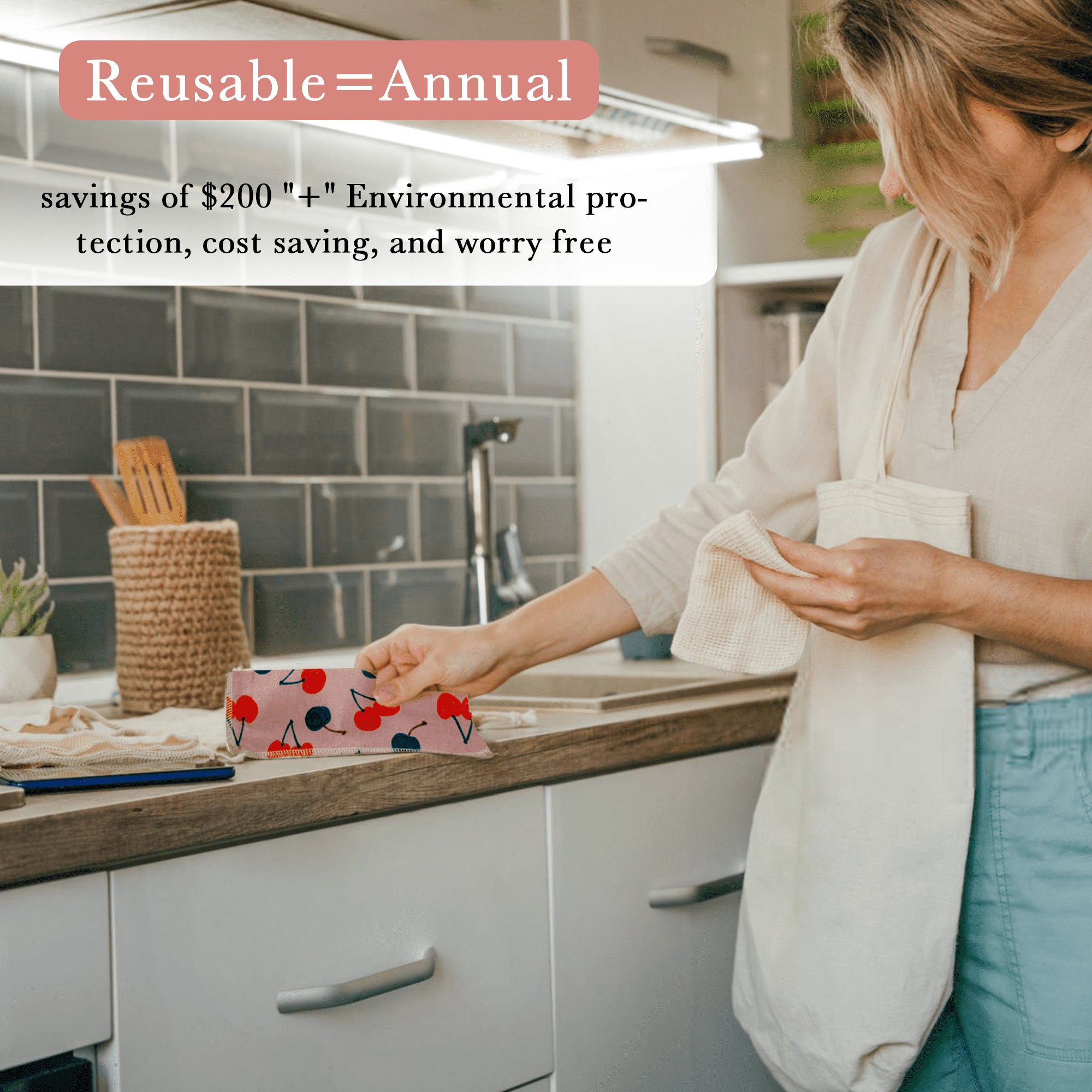 Simnice Reusable Paper Towels - 25 Pack 10"x10"Paperless Paper Towels, Washable Kitchen Cloth with 100% Cotton, Absorbent Multi-Use Napkin Rolls