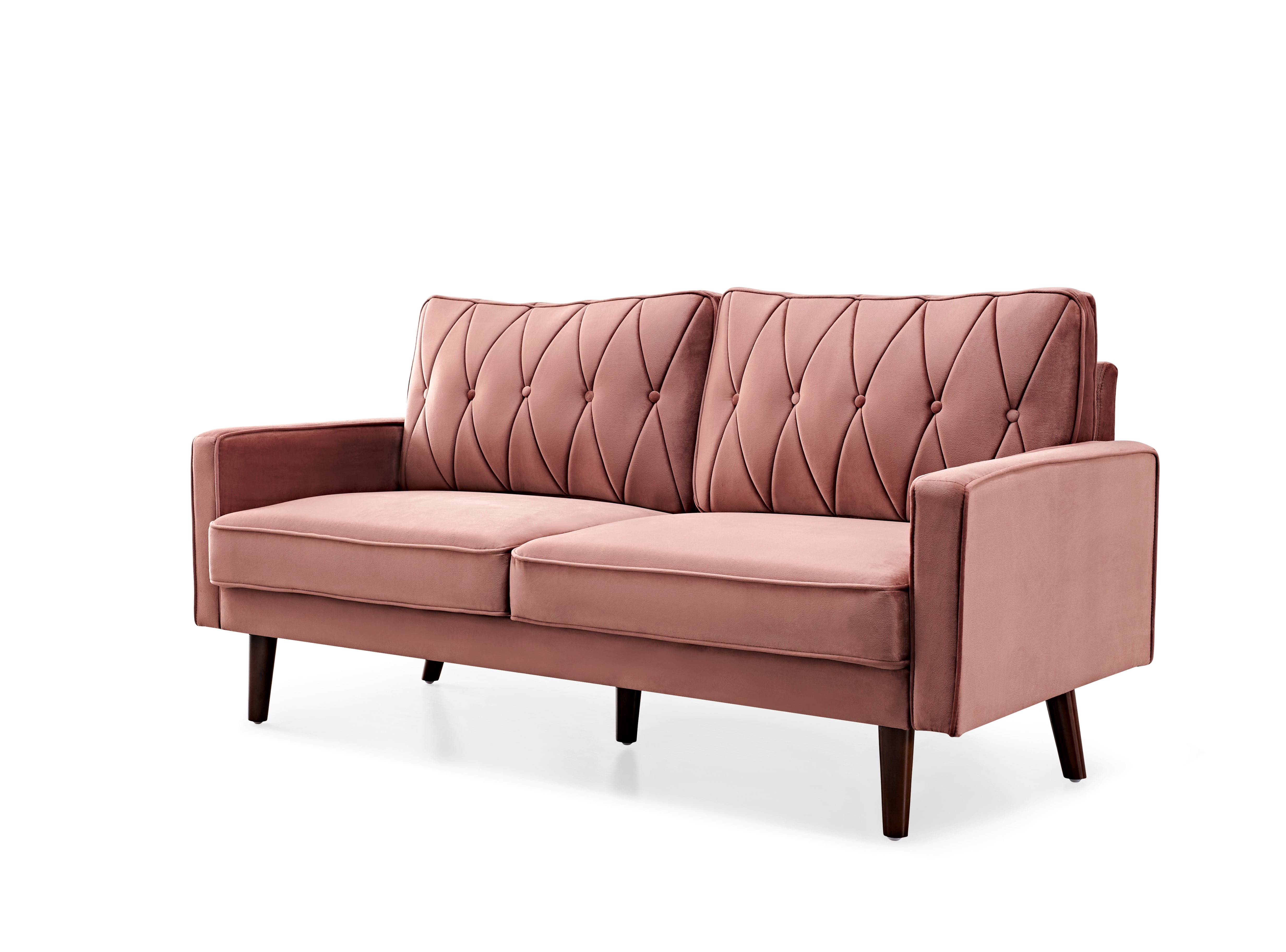 Uspridefurniture Feemster 69.3'' Velvet Square Arm Sofa,Rose